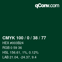 カラーコード: CMYK 100 / 0 / 38 / 77 | qconv.com