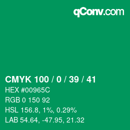 カラーコード: CMYK 100 / 0 / 39 / 41 | qconv.com