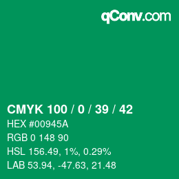 Color code: CMYK 100 / 0 / 39 / 42 | qconv.com