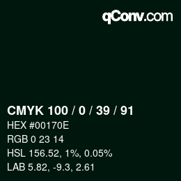 Color code: CMYK 100 / 0 / 39 / 91 | qconv.com