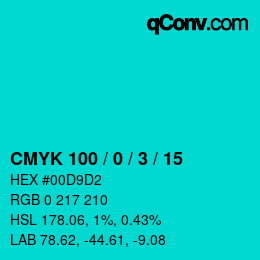 Farbcode: CMYK 100 / 0 / 3 / 15 | qconv.com