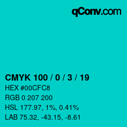 Color code: CMYK 100 / 0 / 3 / 19 | qconv.com