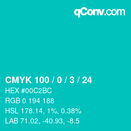 Color code: CMYK 100 / 0 / 3 / 24 | qconv.com