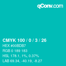 Color code: CMYK 100 / 0 / 3 / 26 | qconv.com