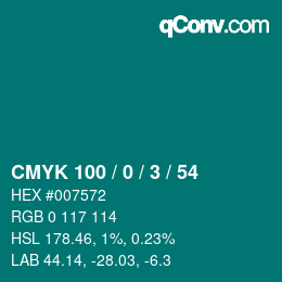 颜色代码: CMYK 100 / 0 / 3 / 54 | qconv.com