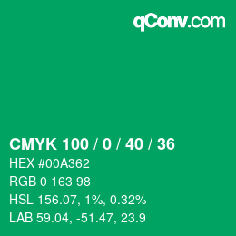 Color code: CMYK 100 / 0 / 40 / 36 | qconv.com