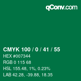 Color code: CMYK 100 / 0 / 41 / 55 | qconv.com