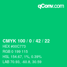 Color code: CMYK 100 / 0 / 42 / 22 | qconv.com