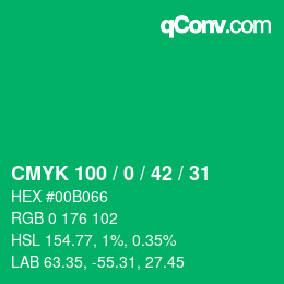 Color code: CMYK 100 / 0 / 42 / 31 | qconv.com