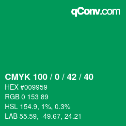 颜色代码: CMYK 100 / 0 / 42 / 40 | qconv.com