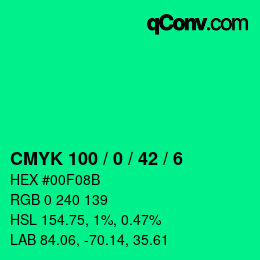 カラーコード: CMYK 100 / 0 / 42 / 6 | qconv.com