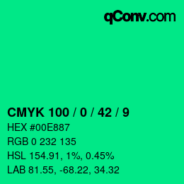 カラーコード: CMYK 100 / 0 / 42 / 9 | qconv.com