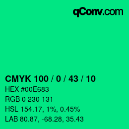 Color code: CMYK 100 / 0 / 43 / 10 | qconv.com