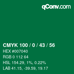 Color code: CMYK 100 / 0 / 43 / 56 | qconv.com