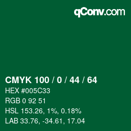 カラーコード: CMYK 100 / 0 / 44 / 64 | qconv.com
