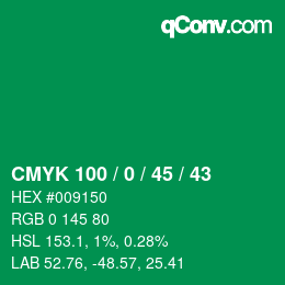 Color code: CMYK 100 / 0 / 45 / 43 | qconv.com