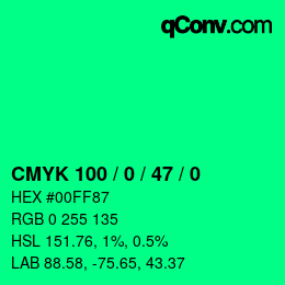 Color code: CMYK 100 / 0 / 47 / 0 | qconv.com