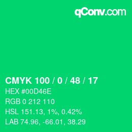 Color code: CMYK 100 / 0 / 48 / 17 | qconv.com