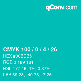 Color code: CMYK 100 / 0 / 4 / 26 | qconv.com