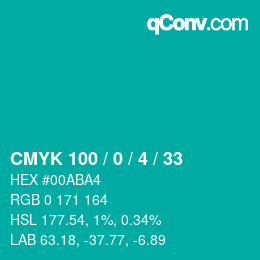 Color code: CMYK 100 / 0 / 4 / 33 | qconv.com