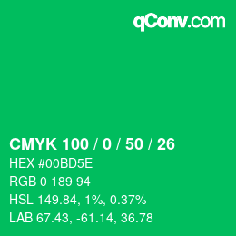 Color code: CMYK 100 / 0 / 50 / 26 | qconv.com
