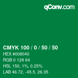 Color code: CMYK 100 / 0 / 50 / 50 | qconv.com