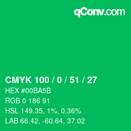 Color code: CMYK 100 / 0 / 51 / 27 | qconv.com
