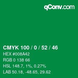 颜色代码: CMYK 100 / 0 / 52 / 46 | qconv.com