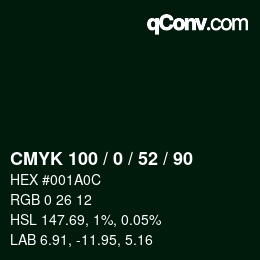 Color code: CMYK 100 / 0 / 52 / 90 | qconv.com