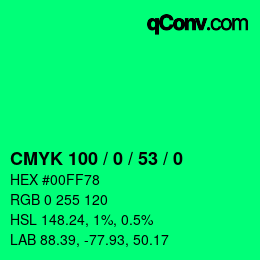 Farbcode: CMYK 100 / 0 / 53 / 0 | qconv.com