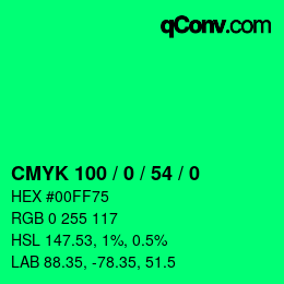 Farbcode: CMYK 100 / 0 / 54 / 0 | qconv.com