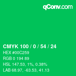 Color code: CMYK 100 / 0 / 54 / 24 | qconv.com