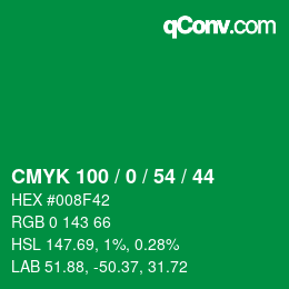 Farbcode: CMYK 100 / 0 / 54 / 44 | qconv.com