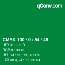 Farbcode: CMYK 100 / 0 / 54 / 48 | qconv.com