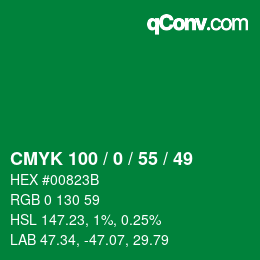 Color code: CMYK 100 / 0 / 55 / 49 | qconv.com