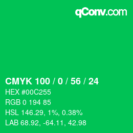 Color code: CMYK 100 / 0 / 56 / 24 | qconv.com