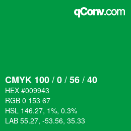 Color code: CMYK 100 / 0 / 56 / 40 | qconv.com