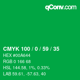 Farbcode: CMYK 100 / 0 / 59 / 35 | qconv.com