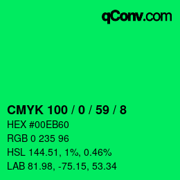 カラーコード: CMYK 100 / 0 / 59 / 8 | qconv.com