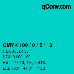 Color code: CMYK 100 / 0 / 5 / 18 | qconv.com