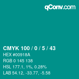 Color code: CMYK 100 / 0 / 5 / 43 | qconv.com