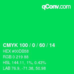 Color code: CMYK 100 / 0 / 60 / 14 | qconv.com