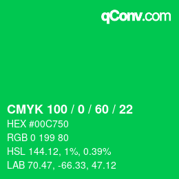 颜色代码: CMYK 100 / 0 / 60 / 22 | qconv.com
