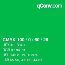 Color code: CMYK 100 / 0 / 60 / 28 | qconv.com