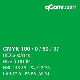 カラーコード: CMYK 100 / 0 / 60 / 37 | qconv.com