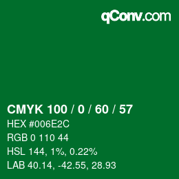 Color code: CMYK 100 / 0 / 60 / 57 | qconv.com