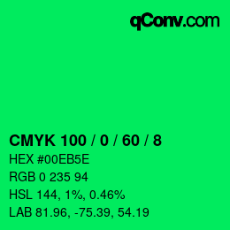 Código de color: CMYK 100 / 0 / 60 / 8 | qconv.com