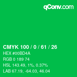Color code: CMYK 100 / 0 / 61 / 26 | qconv.com