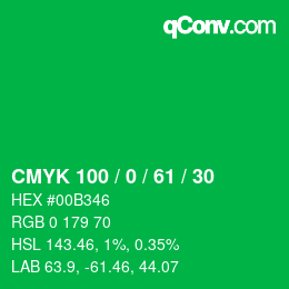 Color code: CMYK 100 / 0 / 61 / 30 | qconv.com