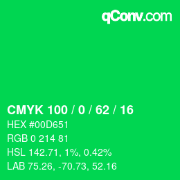 颜色代码: CMYK 100 / 0 / 62 / 16 | qconv.com